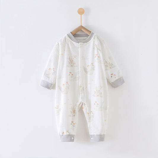 80 Size The Prince of the Castle Class A Pure Cotton Long-Sleeve Baby Onesie - Cozy Newborn Bodysuit for Fall and Winter