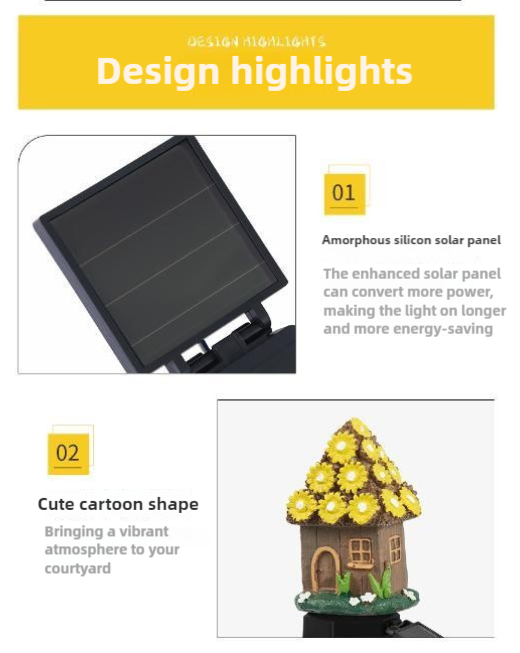 Style 4 Brown And Blue Solar Resin Garden Stake Light - Outdoor Landscape Light for Yard and Patio Decor