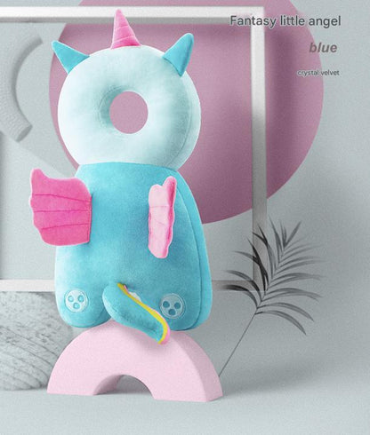 Adorable Baby Head Protector Backpack Cushion - Anti-Fall Toddler Safety Pad with Adjustable Straps(Blue Angel)