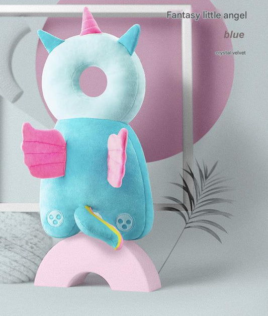 Adorable Baby Head Protector Backpack Cushion - Anti-Fall Toddler Safety Pad with Adjustable Straps(Blue Angel)