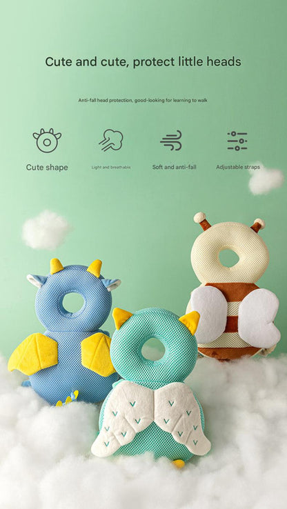 Adorable Baby Head Protector Backpack Cushion - Anti-Fall Toddler Safety Pad with Adjustable Straps(Blue Angel)