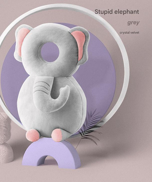 Adorable Baby Head Protector Backpack Cushion - Anti-Fall Toddler Safety Pad with Adjustable Straps(Gray Elephant)