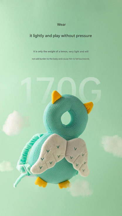 Adorable Baby Head Protector Backpack Cushion - Anti-Fall Toddler Safety Pad with Adjustable Straps(Green Frog)