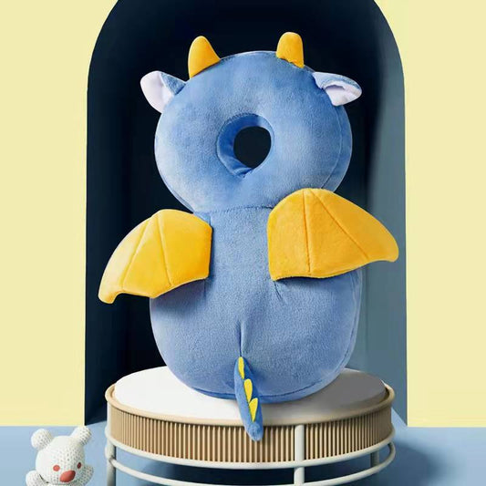 Adorable Baby Head Protector Backpack Cushion - Anti-Fall Toddler Safety Pad with Adjustable Straps(Purple Dragon)