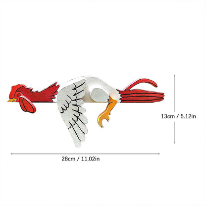 2 Pcs Red And White Whimsical Lazy Chicken Fence Topper - Funny PVC Garden & Home Decor Ornament