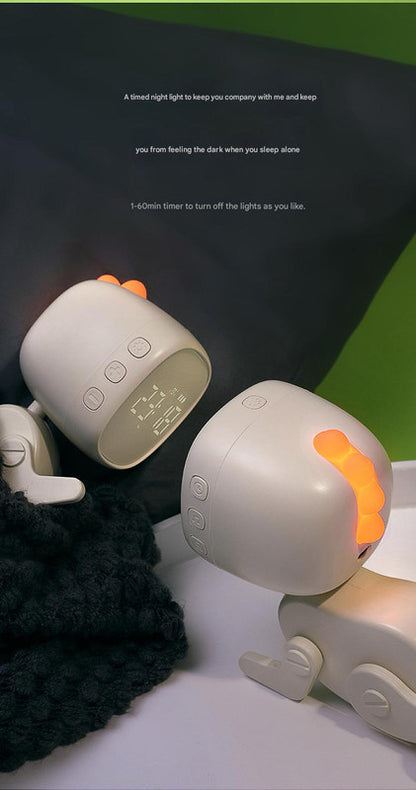 Adorable Dinosaur Alarm Clock & Visual Timer - Kids' Wake-Up Helper with Night Light & Multiple Ringtones(green)