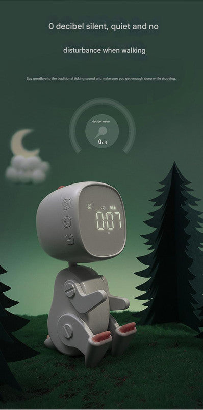 Adorable Dinosaur Alarm Clock & Visual Timer - Kids' Wake-Up Helper with Night Light & Multiple Ringtones(green)