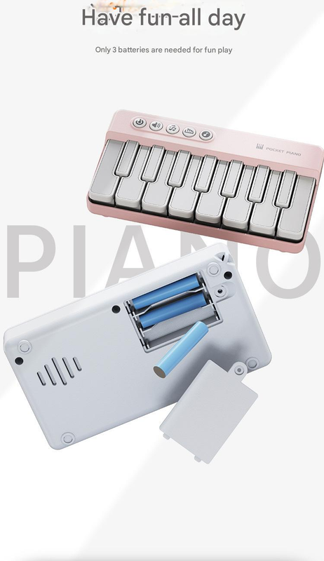 Mini Pocket Piano Electronic Keyboard - 17 Keys, Multiple Modes, LED Lights, Portable Musical Toy(black)