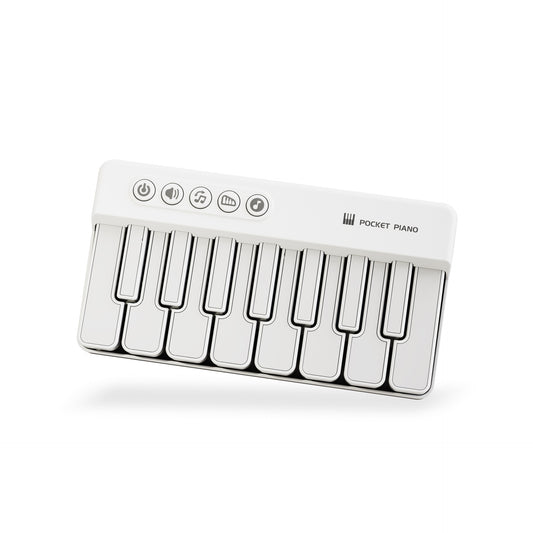 Mini Pocket Piano Electronic Keyboard - 18 Keys, Multiple Modes, LED Lights, Portable Musical Toy(white)