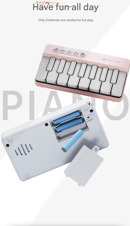 Mini Pocket Piano Electronic Keyboard - 20 Keys, Multiple Modes, LED Lights, Portable Musical Toy(blue)