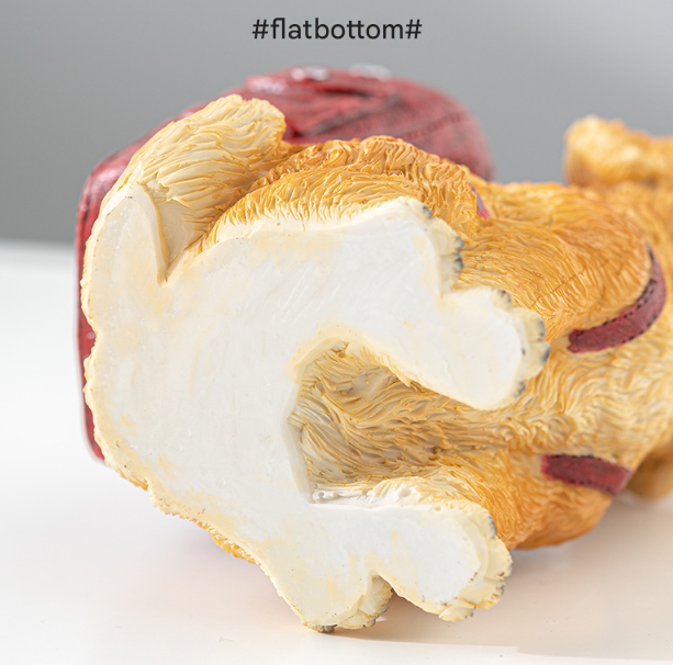 Red Backpack Charming Golden Retriever Puppy Pen Holder - Resin Desktop Organizer & Decorative Figurine