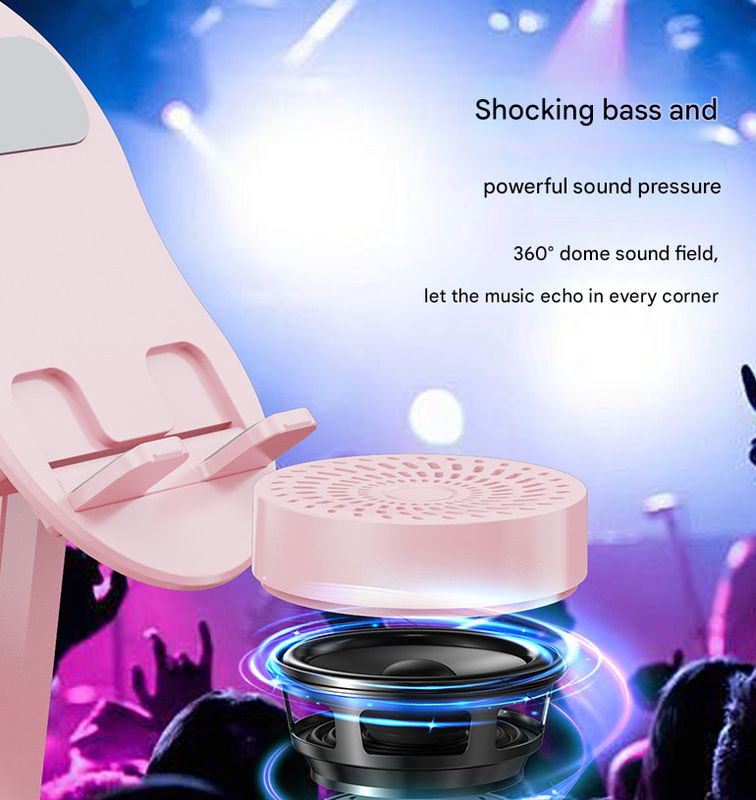 Black Magic Induction Speaker & Adjustable Phone Stand with RGB Lights