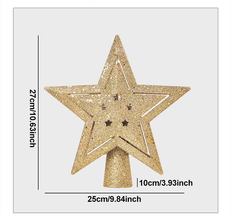 Gold Sparkling LED Christmas Tree Top Star with Projection - Glittery Gold Holiday Decor