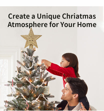 Gold Sparkling LED Christmas Tree Top Star with Projection - Glittery Gold Holiday Decor