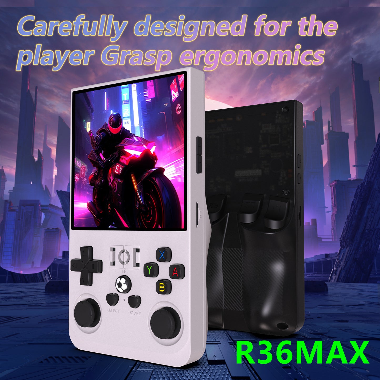 R36MAX Handheld Retro Game Console - 4.0 IPS Screen Open Source Linux 4000mAh Battery 30+ Emulators(blue)"