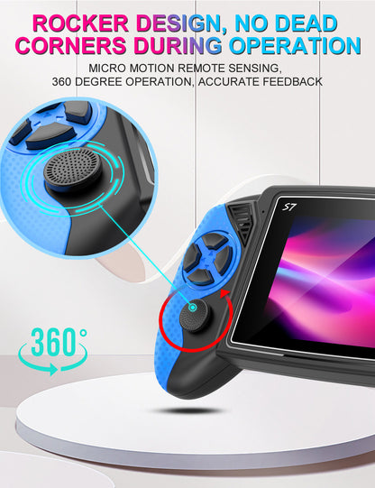 S7 Trendy Joystick Handheld Game Console - 620 Built-in Games, TV Output, Crystal Buttons & 2-Player Support(Red and blue)