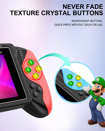 S7 Trendy Joystick Handheld Game Console - 620 Built-in Games, TV Output, Crystal Buttons & 2-Player Support(Red and blue)