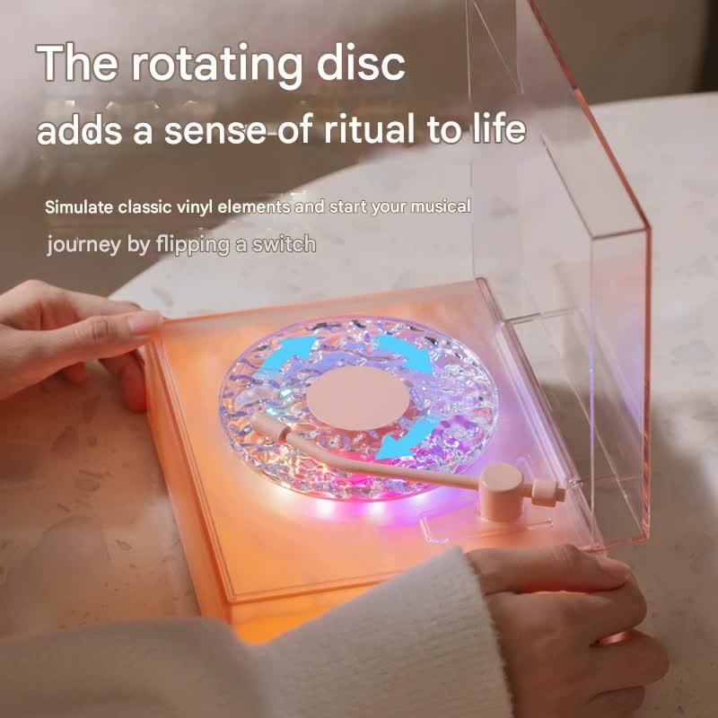 Retro Vinyl Bluetooth Speaker with Water Ripple Light Projection & 360 Surround Sound(grey)