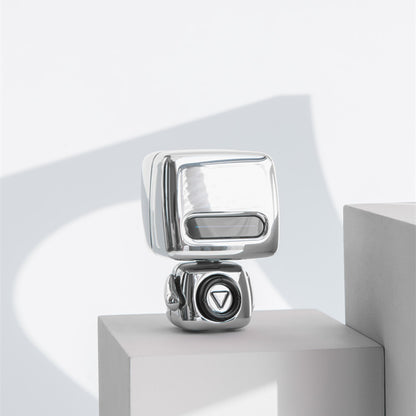 Mini Robot Style Bluetooth Speaker - Portable, 8-9 Hr Playtime, Built-in Mic & Lanyard(Silver Gray)