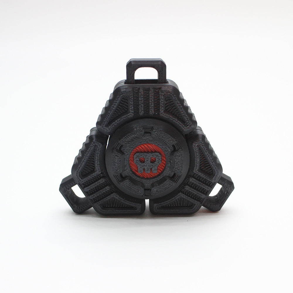 Two Sci-Fi Triangular Keychain Fidget Spinner - 3D Printed EDC Stress Relief Toy(black)
