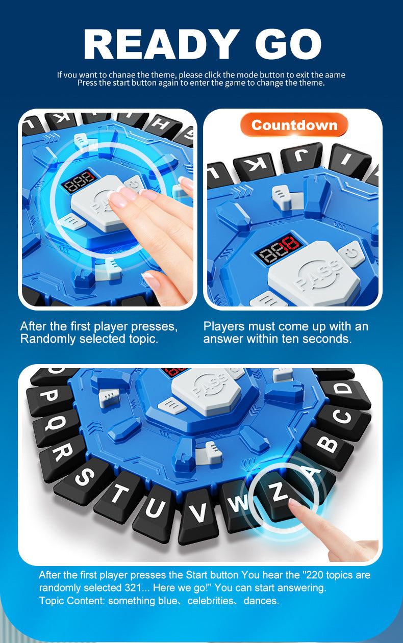 2pc Electronic Alphabet Categories Game - Fast-Paced Word Challenge for Family Fun(red)