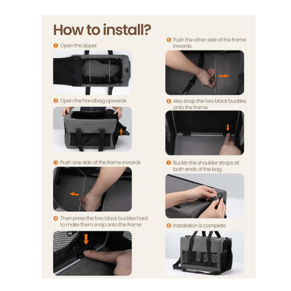 Sturdy & Breathable Pet Carrier for Small Cats & Dogs - Collapsible Travel Bag with Steel Frame, Safety Locks & Sunshade(black)