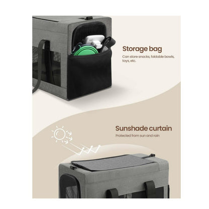 Sturdy & Breathable Pet Carrier for Small Cats & Dogs - Collapsible Travel Bag with Steel Frame, Safety Locks & Sunshade(black)