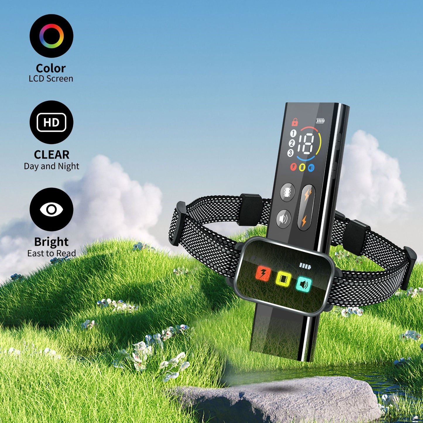 Rechargeable Dog Training Collar with Remote - 2600ft Range, 3 Modes(black)