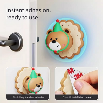 4 Pcs Brown Adorable Bear Wall Protector - Multi-Use Self-Adhesive Door Stopper Bumper