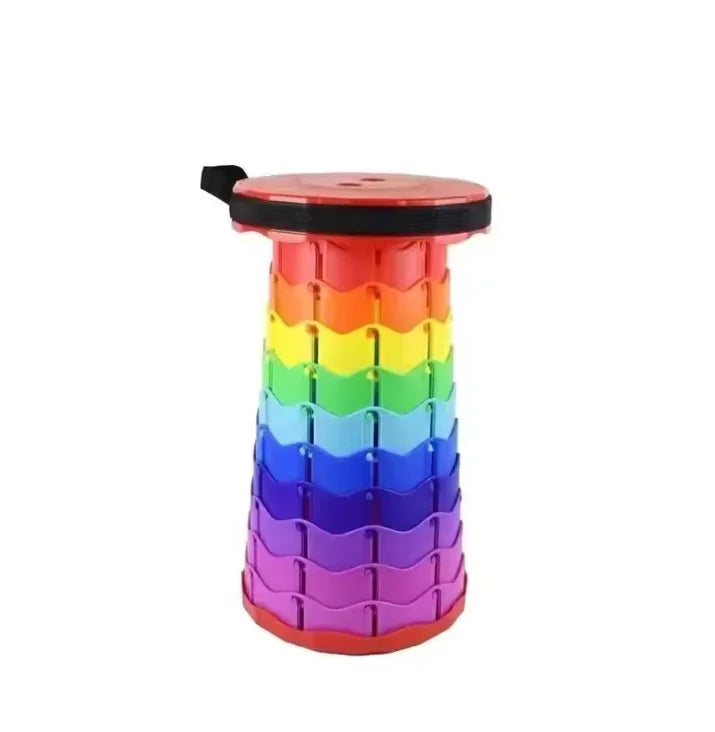 Portable Plastic Folding Telescopic Chair, Lightweight Adjustable Stool for Fishing Beach Camping, Compact Outdoor Foldable Seat