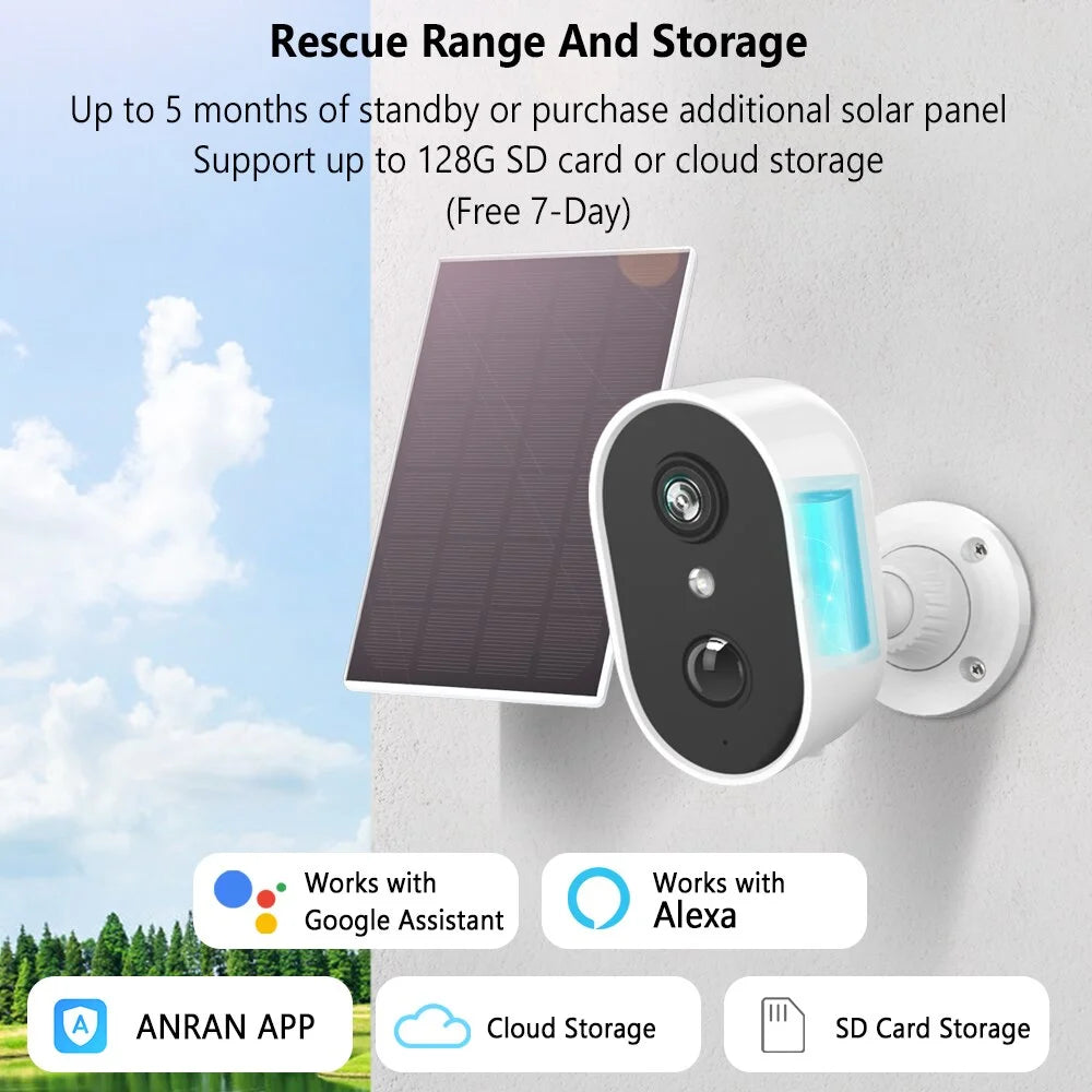 Anran Best Selling 3MP 2K Rechargeable Battery Waterproof Outdoor Wireless Wifi Mini Security CCTV Camera