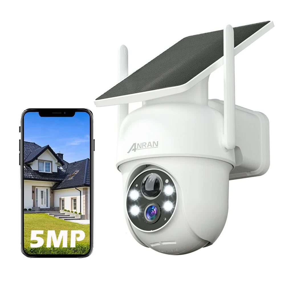 ANRAN 5MP 3K FHD 100% Wireless Support Alexa Color Night Vision Spotlight Outdoor Solar Wifi CCTV Camera