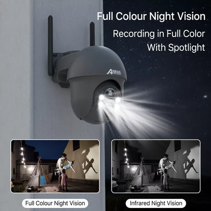 ANRAN Outdoor 2K Battery Powered 3MP Wireless Color Night Vision PIR Video Home PTZ CCTV Solar Wifi Camera Security
