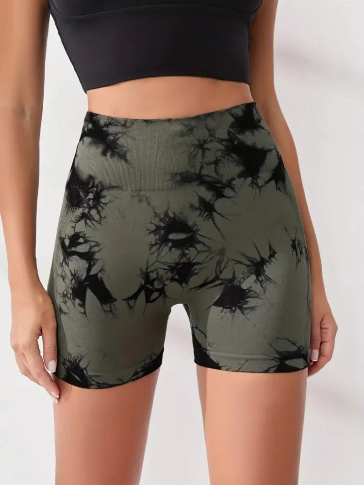 Tie Dye Multi Color High Waist Butt Lifting shorts