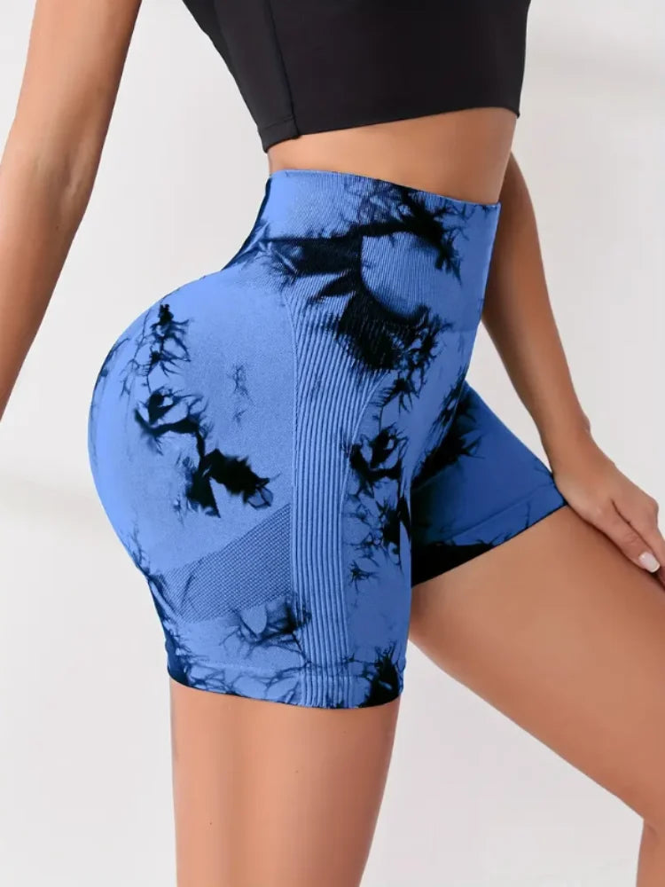 Tie Dye Multi Color High Waist Butt Lifting shorts
